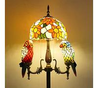 IUokLU Lampadaire Style Tiffany,Lampe sur Pied en Vitrail avec Veilleuse Perroquet,165 Cm De Haut,Base en Résine Vintage,Lampe De Lecture pour Chambre Ou Bureau,B(H)