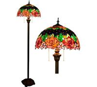 IUokLU Lampadaire Style Tiffany Roses,160 Cm De Haut,Abat-Jour en Vitrail,2 Lumières,Base en Résine,Idéal pour La Chambre,Le Salon Ou La Lecture.