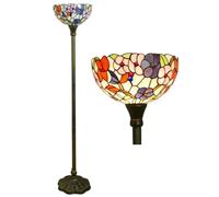 IUokLU Lampadaire Torche Style Tiffany De 160 Cm De Haut,Lampe sur Pied Traditionnelle en Vitrail,Lampe De Lecture Morning Glory pour Chambre,Salon Ou Bureau,B