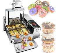 IUokLU Machine à Beignets entièrement Automatique 2000 W Machine à Beignets Automatique Commerciale à 4 rangées avec trémie de 55 L 1800 pièces/Heure Friteuse à,