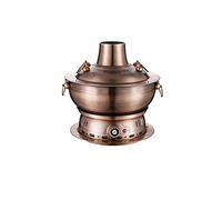 IUokLU Pot Chaud électrique et Charbon de Bois à Double Usage de Style Chinois en Imitation cuivre de Pékin en Acier Inoxydable épaissi réglage de la température à,34 cm