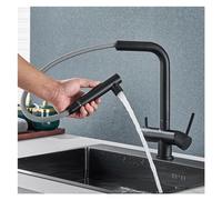 IUokLU Robinet De Cuisine avec Filtre À Eau Noir,Douchette Extractible Pivotante À 360°,Double Douchette/Robinet Mitigeur Eau Chaude/Eau Froide 2 en 1,Robinet De Salle De Bain Rome