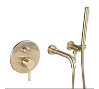 IUokLU Robinet De Douche De Bain en Or Brossé, Bec Rotatif À 360 Degrés, Robinet De Douche À Main en Laiton, Système De Douche De Salle De Bain