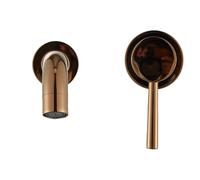 IUokLU Robinet de lavabo en laiton à montage mural à 2 trous rotatifs, robinets séparés, mélangeur d'eau froide, grue de baignoire, chromé, 150 mm (or rose)