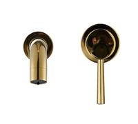 IUokLU Robinet de lavabo en laiton à support mural à 2 trous rotatifs, robinets séparés, mélangeur d'eau froide, grue de baignoire, chromé, 150 mm (brosse dorée)