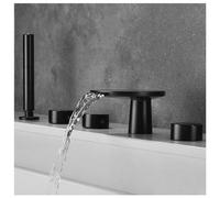 IUokLU Robinets De Baignoire avec Pommeau De Douche, Robinets De Baignoire Romains À 5 Trous en Laiton, Bec De Baignoire avec Inverseur, Ensemble De Robinets De Baigno