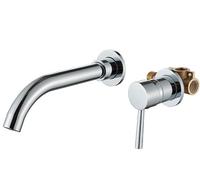 IUokLU Robinets de lavabo dissimulés pour salle de bain - Cartouche intégrée - Robinet mélangeur de lavabo de salle de bain en laiton - Robinet grue - Or rose - 210 mm (chrome 260 mm)