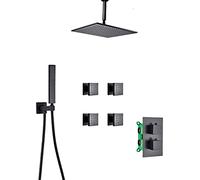 IUokLU Système De Douche 12" avec Jets Corporels, Pommeau De Douche À Effet Pluie pour Montage Au Plafond avec Douchette À Main, Ensemble De Robinetterie De Douche The