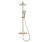 IUokLU Système De Douche avec Pommeau De Douche De 10 Pouces, Robinet Thermostatique, Ensemble De Douche Mural, Mitigeur en Laiton avec Bec Cascade, Douchette À Main (Un)