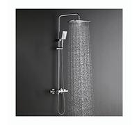 IUokLU Système De Douche avec Pommeau De Douche, Robinet Thermostatique, Ensemble De Douche Mural, Mitigeur en Laiton avec Bec Cascade, Douchette À Main 3 Modes, Noir