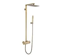 IUokLU Système De Douche avec Pommeau De Douche, Robinetterie en Or Brossé, Ensemble De Douche Murale, Mitigeur en Laiton avec Bec Cascade, Douchette À Main, Style A(Un)