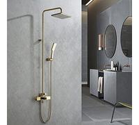 IUokLU Système De Douche De Salle De Bain Doré, Pommeau De Douche À Effet Pluie avec Pulvérisateur À Main, Robinets De Douche en Laiton À Triple Fonction, Mitigeur De