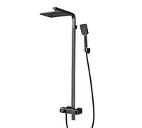 IUokLU Système De Douche, Ensemble De Robinetterie De Douche Noir, Ensemble De Douche Combiné Mural en Laiton, Mitigeur Monocommande avec Douchette À Main 3 Modes, Bec