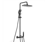 IUokLU Système De Douche, Robinet Thermostatique, Ensemble De Douche Mural, Mitigeur en Laiton avec Pommeau De Douche, Bec Cascade, Douchette À Main 3 Modes, Douchett