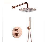 IUokLU Système De Douche Thermostatique De Salle De Bain De 10 Pouces, Robinet De Douche en Or Rose, Montage Mural, Ensemble De Douche Comprenant Une Pomme De Douche À