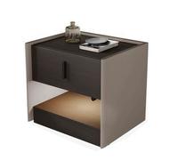 IUokLU Table De Chevet avec Station De Charge, Compatible avec Une Tension De 110 À 220 V. Table De Chevet en Bois Massif avec Lumière LED Et Capteur De Présence. 2 Co(Marron - 50 * 42 * 51 Cm)