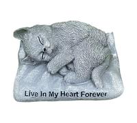 IUOUTG Chat Mémorial Jardin Statue Résine Animaux Pierre Tombale Dormir Chat Sculpture Extérieur Cour Animaux Décoration Commémorative