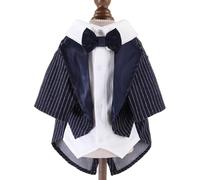 IUOUTG Chemise Smoxedo Rayées pour Petits Chiens, Chiot Smoxedo avec Papillon en Satin, Élégant Mariage Costume Formel d'anniversaire pour Teddy Chihuahua