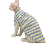 IUOUTG Chemises Respirantes sans Cheveux Chat, Bandes Manches Été Rond Gilet Chaton, Pull-Shirts Pulls Pyjamas pour Les Chats Sphynx