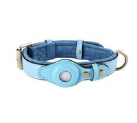IUOUTG Collier De Chien en Cuir avec AirTag Fixateur, Collier Réglable pour Animaux De Compagnie, Housse De Protection Extérieure De Pisteur De Marche avec Rembourrage en Daim