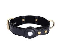 IUOUTG Collier De Chien en Cuir avec AirTag Fixateur, Collier Réglable pour Animaux De Compagnie, Housse De Protection Extérieure De Pisteur De Marche avec Rembourrage en Daim