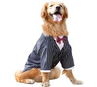 IUOUTG Costume Formel De Chien pour Les Chiens Extra Grands, Costume De Tuxedo À Rayures pour Chiens avec Palais, Vêtements Élégants De Mariage pour Golden Retriever