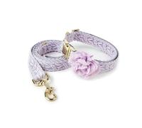 IUOUTG Ensemble Collier et Laisse pour Chien en Dentelle Collier pour Chien Violet avec Fleur Collier pour Chien brodé Classique Collier pour Chien pour Chiens de Petite, Moyenne et Grande Taille