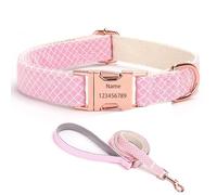 IUOUTG Ensemble Collier et Laisse pour Chien Fille avec Boucle en métal gravée, Collier pour Animal de Compagnie personnalisé avec Noms et numéro de téléphone, réglable, pour Petits à Grands Chiens