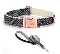 IUOUTG Ensemble Collier et Laisse pour Chien Fille avec Boucle en métal gravée, Collier pour Animal de Compagnie personnalisé avec Noms et numéro de téléphone, réglable, pour Petits à Grands Chiens
