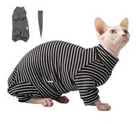 IUOUTG Ensemble De VêTements pour Chat Rayé avec Chapeau Et Couverture De Queue, Combinaison à Quatre Pattes Respirante pour Chats sans Poils, Chemises pour Animaux Domestiques Chaudes à Utiliser