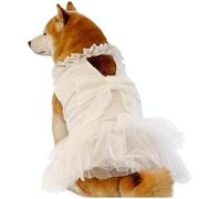 IUOUTG Grand Chien Robe De MariéE en Tulle, Chiens Mignons Robes Princesses Jupe Tutu en Dentelle, Costume De MariéE pour Chiens avec Arc pour La Tenue De Vacances d'anniversaire
