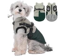 IUOUTG Manteau d'hiver pour Chien avec Harnais, Doublure Polaire Intégrée, Imperméable, Veste D'extérieur pour Chiot avec Fermeture Éclair Et Anneau en D, Réfléchissante