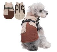 IUOUTG Manteau d'hiver pour Chien avec Harnais, Doublure Polaire Intégrée, Imperméable, Veste D'extérieur pour Chiot avec Fermeture Éclair Et Anneau en D, Réfléchissante