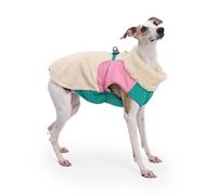 IUOUTG Manteaux d'hiver pour Chien Greyhound avec Harnais Intégré Et Fermeture Éclair, Couleur Bloquante, Épais Et Chaud en Polaire pour Chien Whippet, Vêtements pour Lévrier Italien