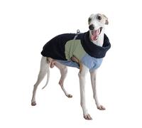 IUOUTG Manteaux d'hiver pour Chien Greyhound avec Harnais Intégré Et Fermeture Éclair, Couleur Bloquante, Épais Et Chaud en Polaire pour Chien Whippet, Vêtements pour Lévrier Italien