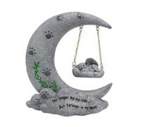 IUOUTG Pierre Commémorative pour Animaux De Compagnie en Forme De Lune Chat Chien Pierre Tombale Pierre Tombale De Jardin, Gris Imitation Pierre Finition Résine Décoration