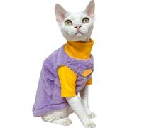IUOUTG Pull-Over en Polaire pour Chat Sphynx, Pull-Over à Col Roulé Chaud pour Animaux De Compagnie, Vêtements Doux pour Chats sans Poils, Adaptés Aux Races Cornish Rex, Devon Rex Et Aux Chiots.