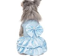 IUOUTG Robes De Princesse Chien pour Les Petits Chiens Fille, Tenue De Jupe Tutu Chiot De Luxe, VêTements De Chat Mignons avec Arc en Satin pour Le Mariage De FêTe De Vacances
