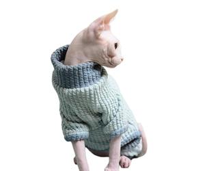 IUOUTG Sphynx Pull pour Chat sans Poils, vêtements pour Chats, Pull à col roulé, Pull pour Chaton, Pyjama Chaud et Doux, Chemise avec Manches, vêtements d'hiver pour Animaux de Compagnie