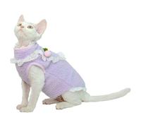 IUOUTG Sphynx Vêtements d'hiver pour Chat sans Poils en Polaire Chaude et épaisse sans Manches pour Chaton et Petits Chiens du Devon, Violet