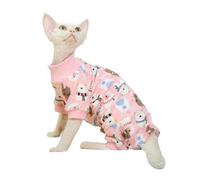 IUOUTG Sphynx Vêtements pour Chat 4 Pattes, Pull Chaud sans Poils pour Chat, Pyjama avec Col Rond Et Motif Imprimé, Chemise pour Chaton, Vêtements pour Devon Et Chiot