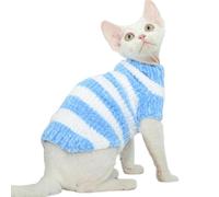 IUOUTG Stripe Hiver Chaud Chat Pull, Mousse Élastique Sphynx Chat Pyjamas Vêtements, Mode Hiver Vêtements pour Animaux De Compagnie pour Cornish Rex, Devon Rex