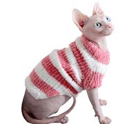 IUOUTG Stripe Hiver Chaud Chat Pull, Mousse Élastique Sphynx Chat Pyjamas Vêtements, Mode Hiver Vêtements pour Animaux De Compagnie pour Cornish Rex, Devon Rex