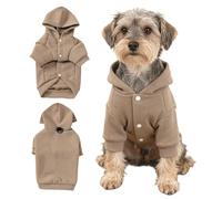 IUOUTG Sweat À Capuche d'hiver pour Chien, Confortable, Doux, Couleur Unie, Deux Jambes, Capuche Chaude pour Petits Chiens, Chihuahua, Manteau pour Chiot, Vêtements avec Bouton