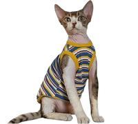 IUOUTG T-Shirts De Chat à Rayures Arc-en-Ciel, Vêtements De Chat Sphynx Gilet sans Manches Respirant D'éTé Vêtements pour Animaux De Compagnie pour Cornish Rex, Devon Rex