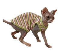 IUOUTG T-Shirts De Chat à Rayures Arc-en-Ciel, Vêtements De Chat Sphynx Gilet sans Manches Respirant D'éTé Vêtements pour Animaux De Compagnie pour Cornish Rex, Devon Rex