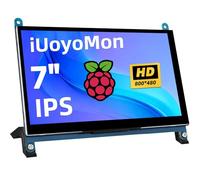 iUoyoMon Écran 7" pour Raspberry Pi, 1024 × 600 IPS HDMI, écran LCD capacitif, mini moniteur portable compatible avec Raspberry Pi 5/4/3 BB Black Banana Pi Win11/10/8/7 (No
