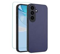 IUQXU Coque de téléphone pour Samsung Galaxy S25 FE 5G avec protecteur d'écran antidérapant fin antichoc en TPU souple étui en cuir pour Galaxy S 25 FE S25 EF Samsung S25EF S25EF S25EF Bleu