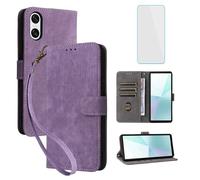 IUQXU Étui de protection pour Sony Xperia 10 VI - Avec verre blindé RFID - Anti-chocs - Avec compartiment pour cartes - Fonction support - Portefeuille - En cuir - Pour Sony Xperia10 VI PDX-246 Xperia