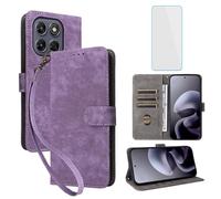 IUQXU Étui portefeuille RFID pour Motorola Moto G87 5G/G77 5G/G67 5G Violet | Avec protection d'écran, étui à rabat en cuir, cartes, béquille, étui de téléphone portable pour Motorola G 87 77 67 MotoG87